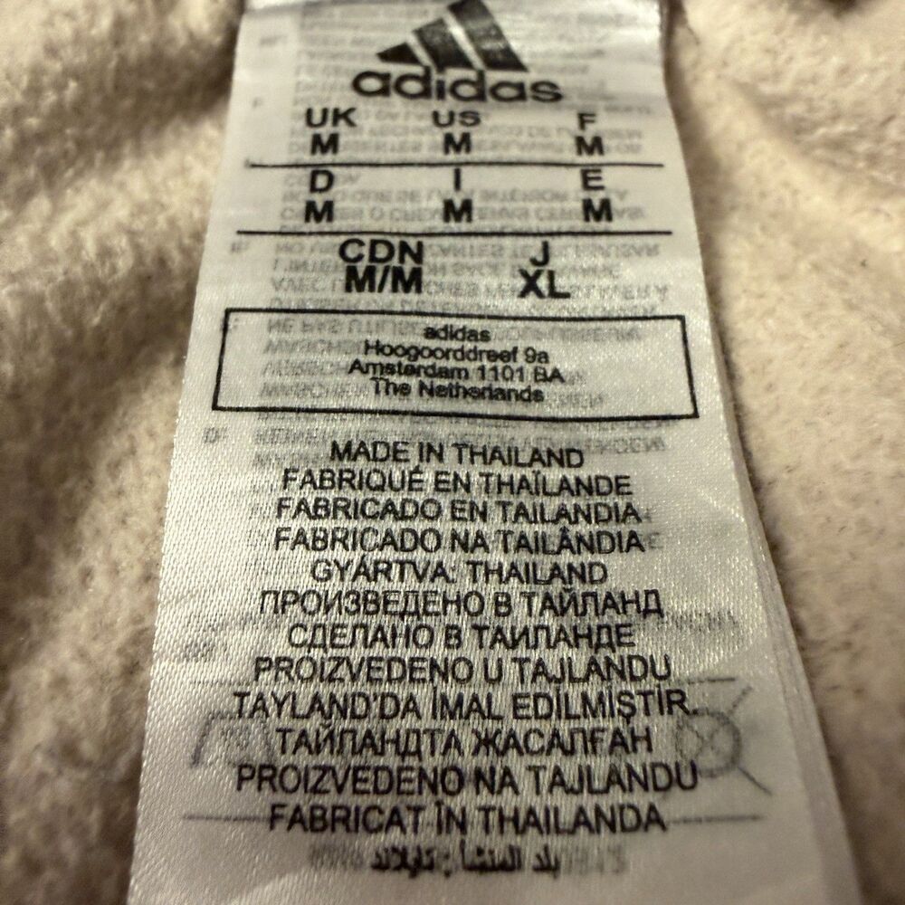 Adidas Men's XL Beige Tracksuit Set Jacket & Joggers Cotton Blend Zip Logo - Picture 6 of 9